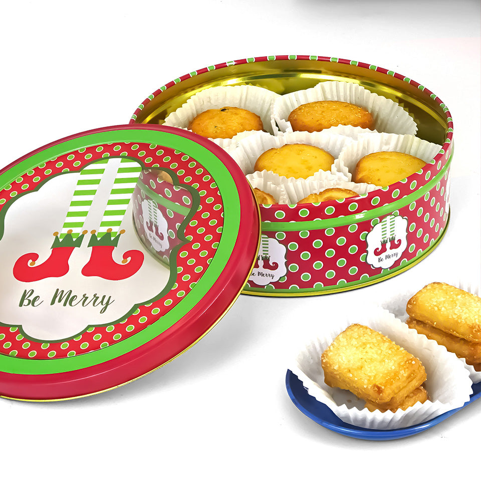 Jinyuanbao customized round cookie tin for christmas