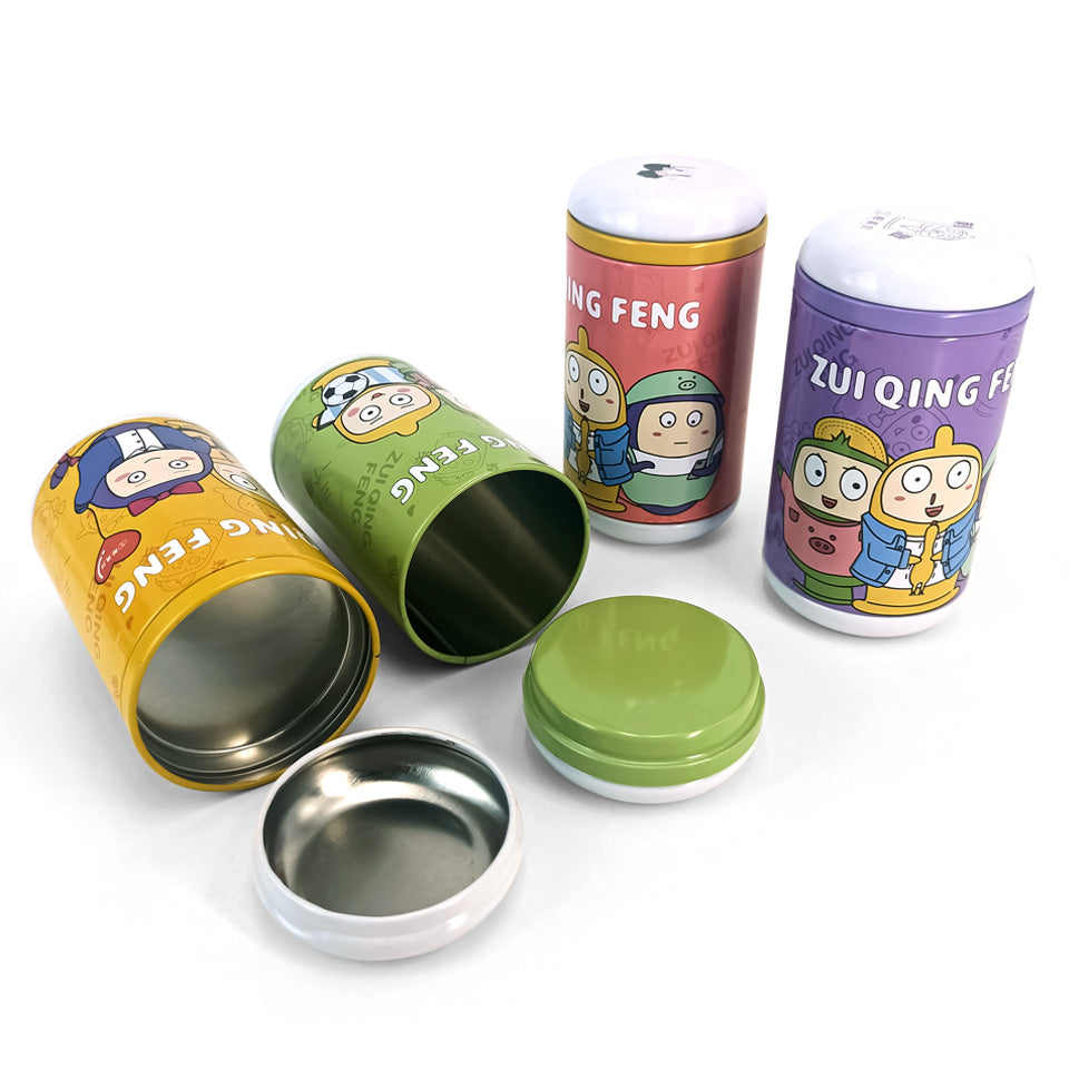 Dongguan jinyuanbao customized round metal tin boxes for snack