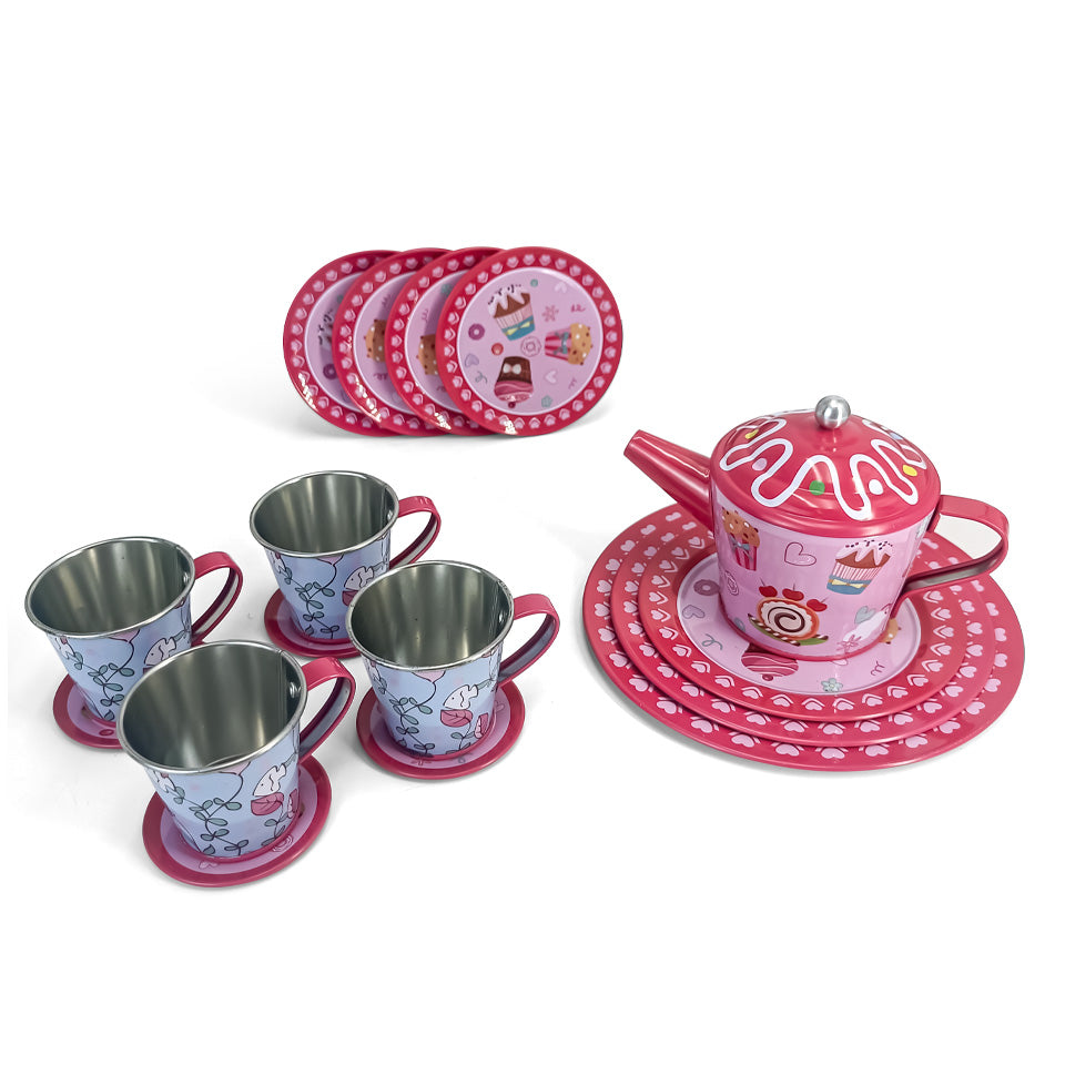 Dongguan jinayunaban supply metal tinplate toy tea set for kids