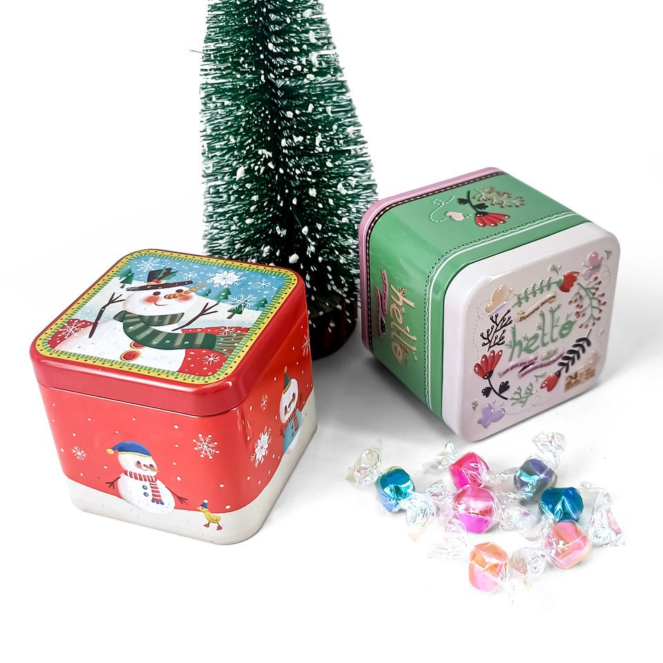 Jinyuanbao Christmas square gift tin can for decoracting