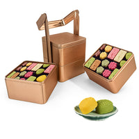 Jinyunabao luxury luxury gold square handle metal lunch tin box 