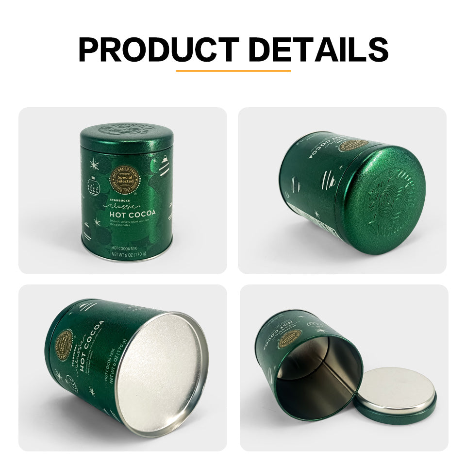 Jinyuanbao customized printed cylindrical tins for coffee