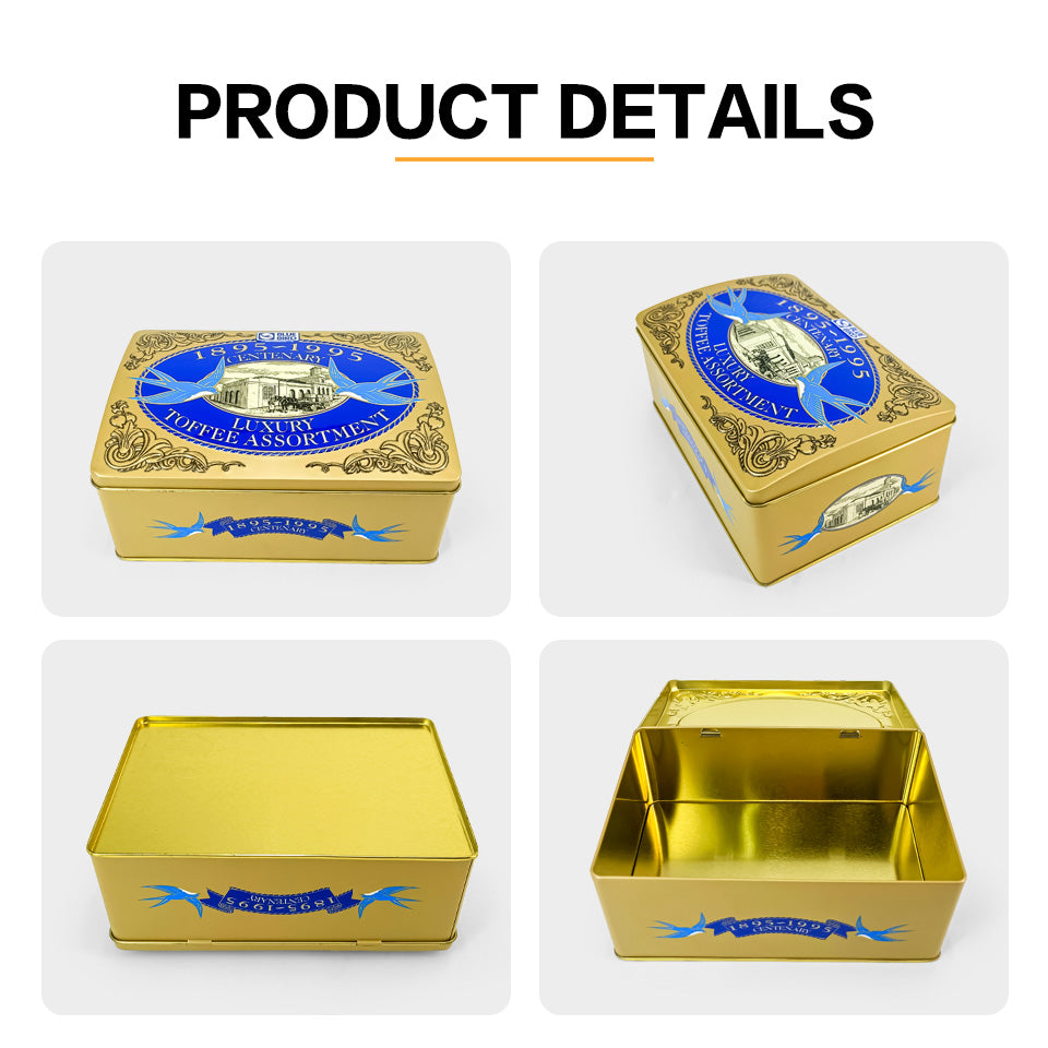 Dongguan Jinyuanbao luxury gold hinged metal tin can for chocolate