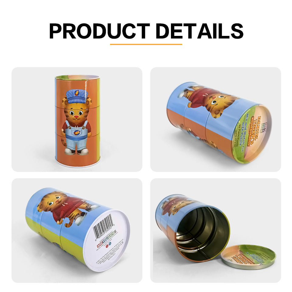 Jinyuanbao fashion cartoon round rotatable tin can for food package