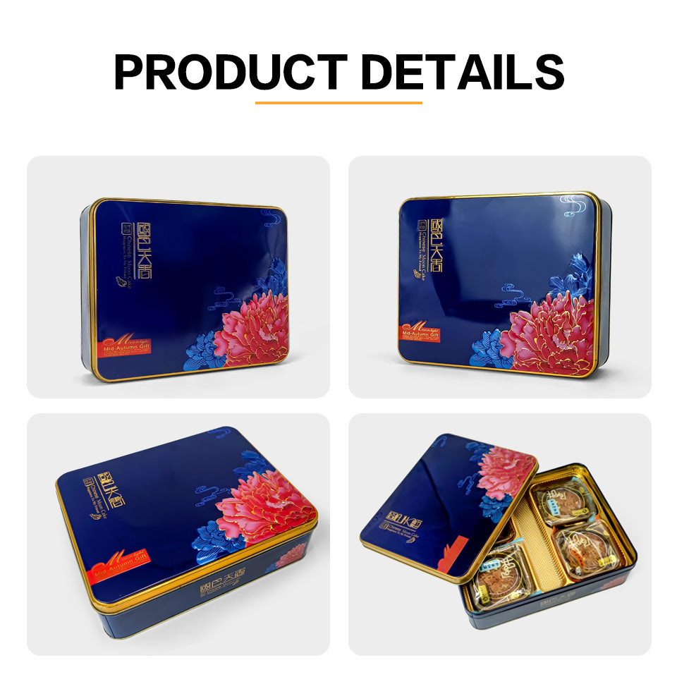 Jinyuanbao custom blue printed mooncake tin packaging