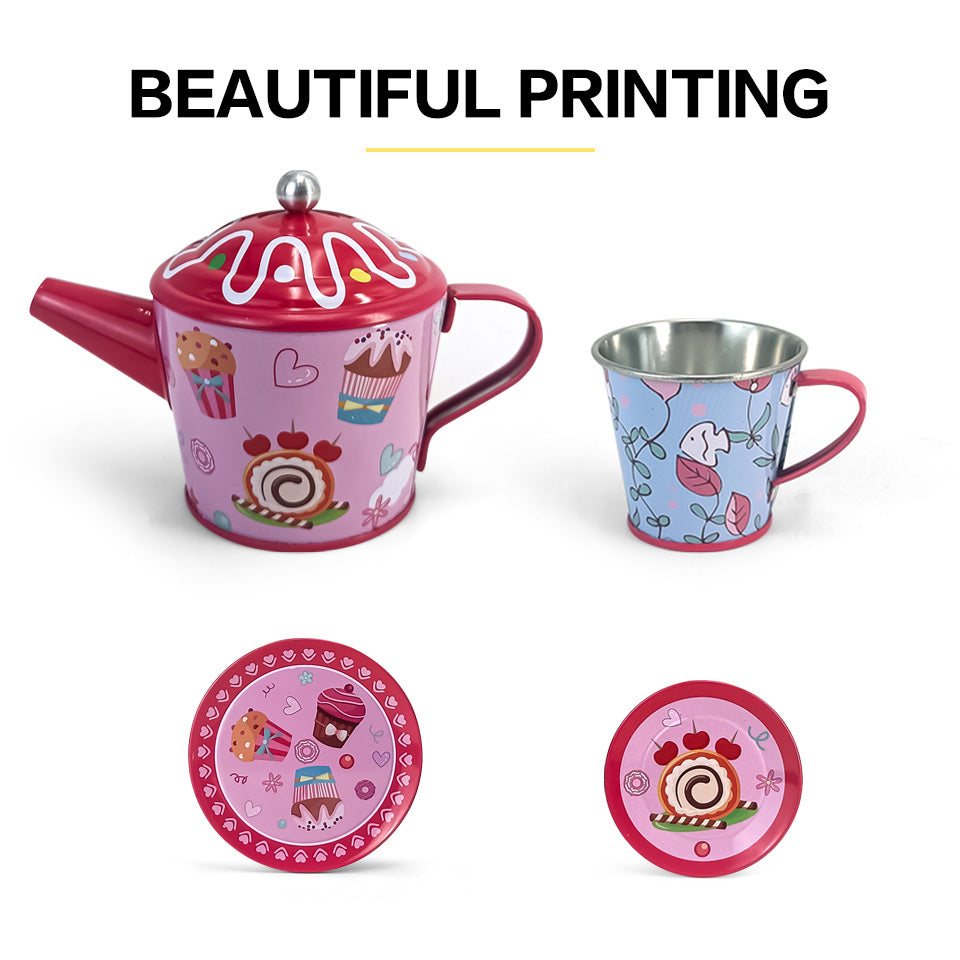 Dongguan jinayunaban supply metal tinplate toy tea set for kids