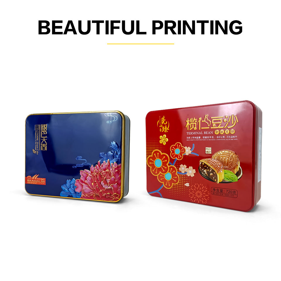 Jinyuanbao custom blue printed mooncake tin packaging