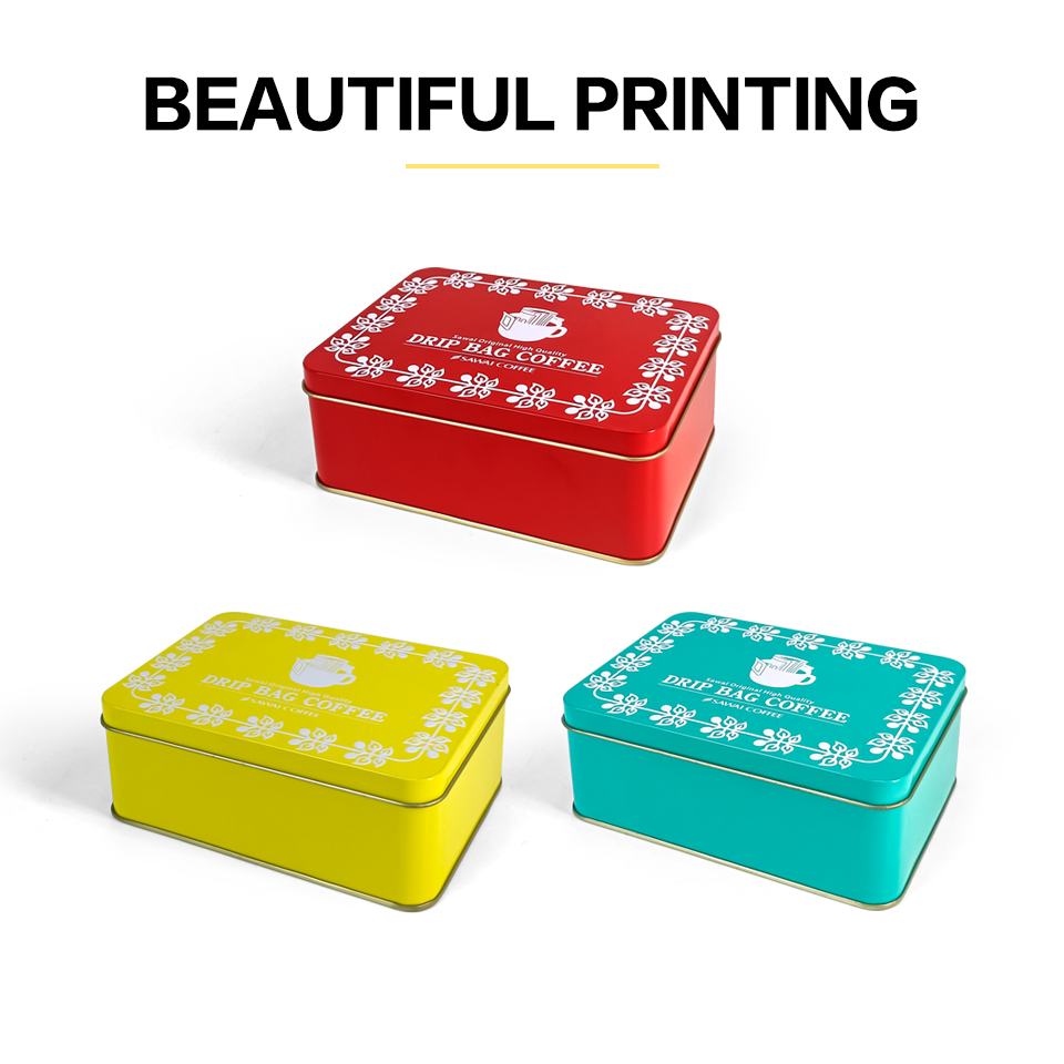 Dongguan Jinyuanbao custom colorful rectangular gift package tin can