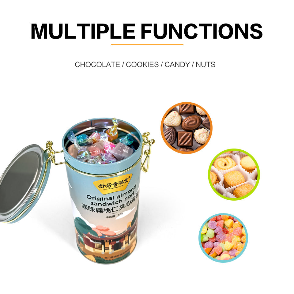 Dongguan jinyuanbao fashion metal tinplate can for snack