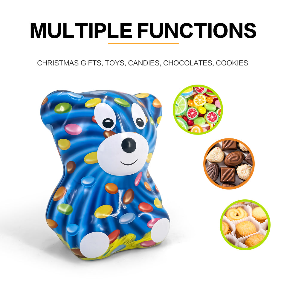 Jinyuanbao cartoon metal bear-shaped tin for chocolate